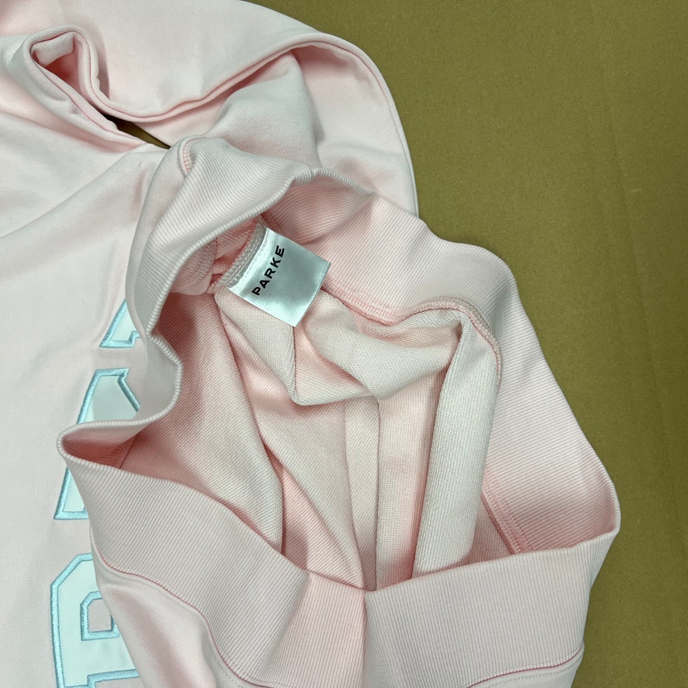 PARKE Light Pink Mock Neck Varsity Sweatshirt S/M - Picture 6 of 7
